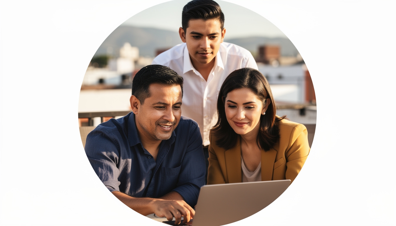 Equipo de consultoría en transformación digital trabajando juntos