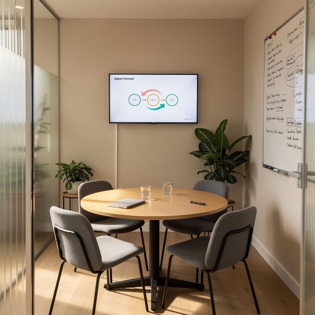 Sala de reuniones para sesiones de consultoría con clientes